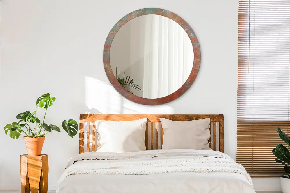 Okroglo okrasno ogledalo Rjasta kovina