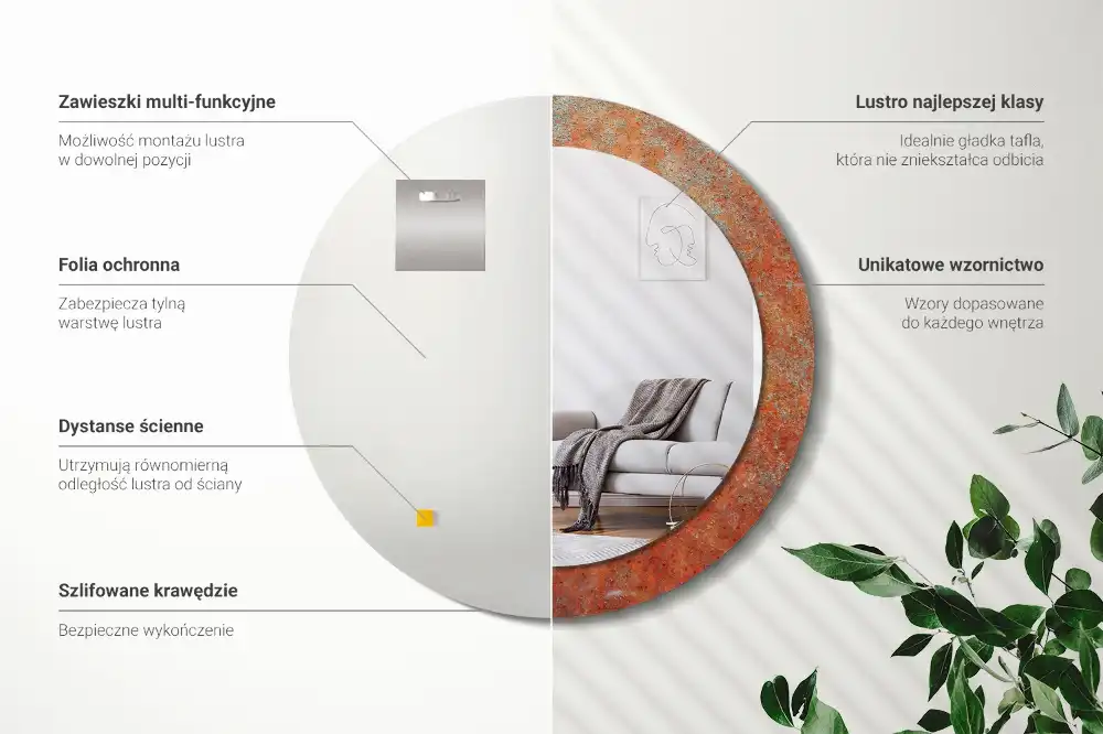 Okroglo okrasno ogledalo Rjasta kovina