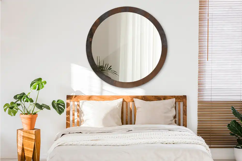 Tiskano okroglo ogledalo Rustikalna kovinska