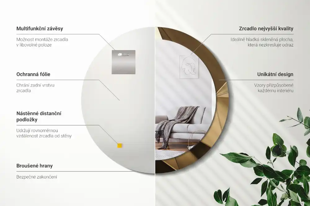 Tiskano okroglo ogledalo Sodobna abstrakcija