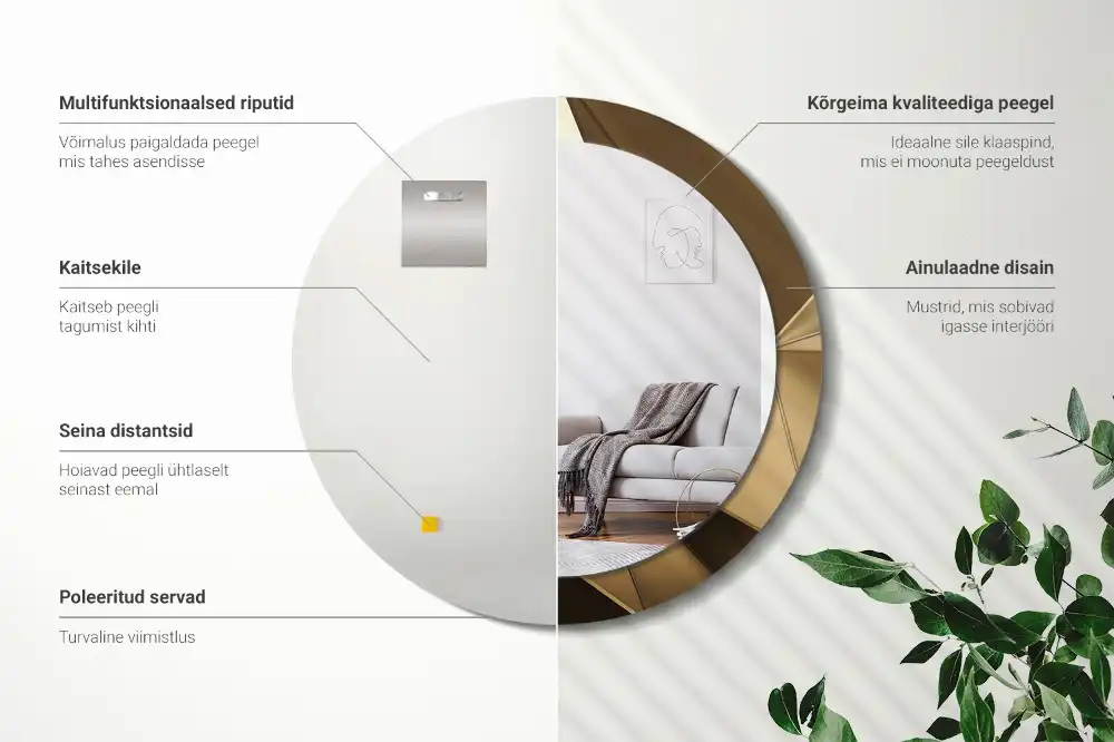 Tiskano okroglo ogledalo Sodobna abstrakcija