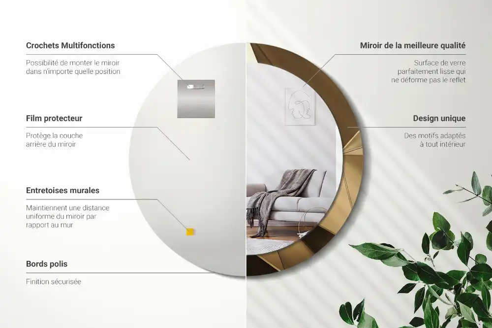 Tiskano okroglo ogledalo Sodobna abstrakcija