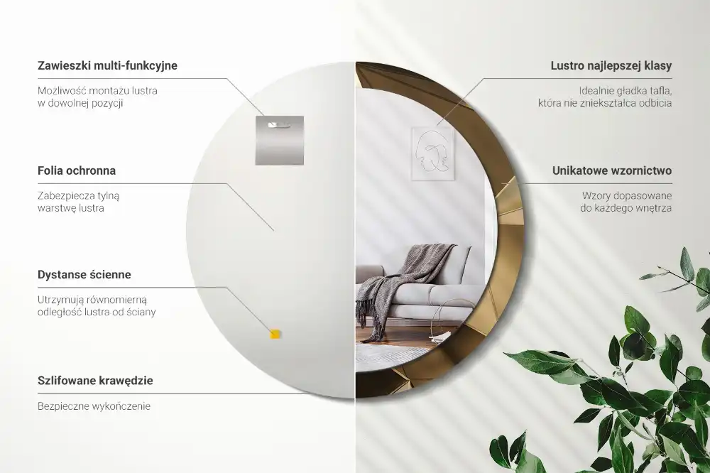 Tiskano okroglo ogledalo Sodobna abstrakcija