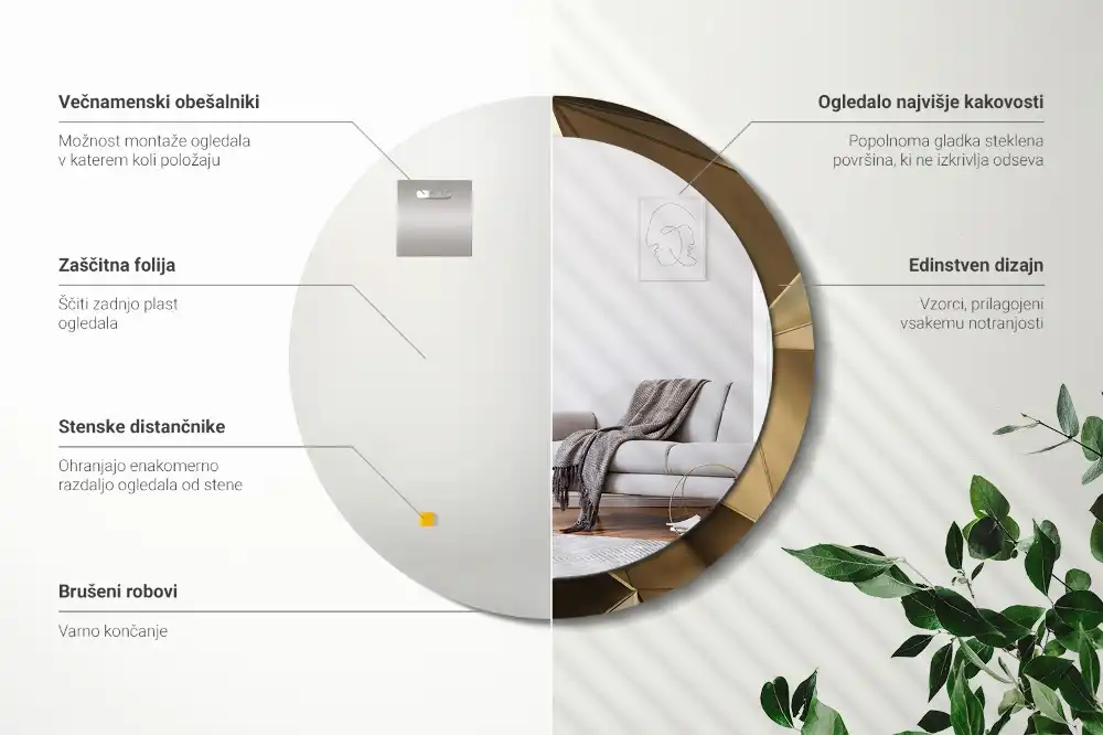 Tiskano okroglo ogledalo Sodobna abstrakcija