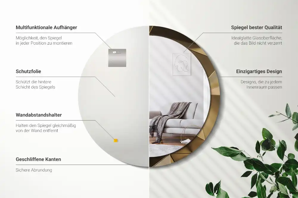 Tiskano okroglo ogledalo Sodobna abstrakcija