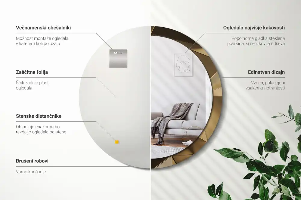 Tiskano okroglo ogledalo Sodobna abstrakcija