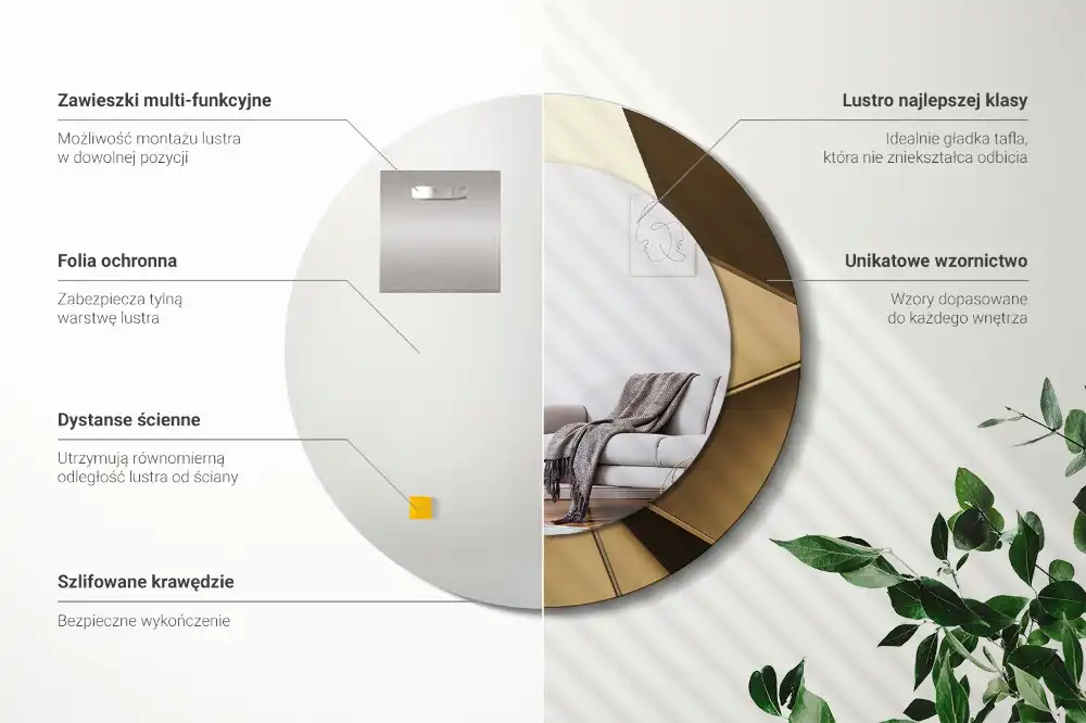 Tiskano okroglo ogledalo Sodobna abstrakcija