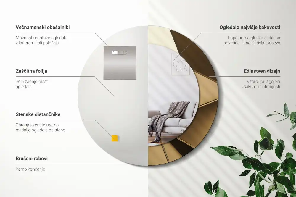 Tiskano okroglo ogledalo Sodobna abstrakcija