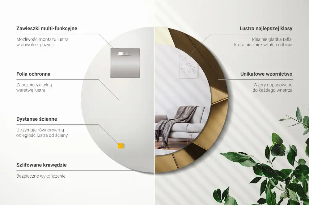 Tiskano okroglo ogledalo Sodobna abstrakcija