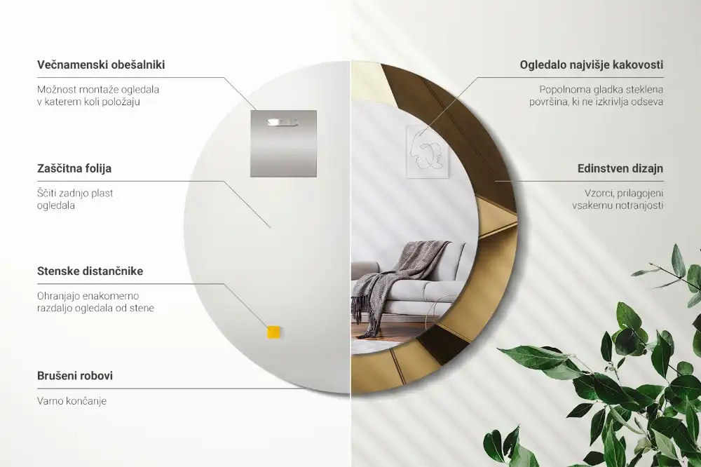 Tiskano okroglo ogledalo Sodobna abstrakcija