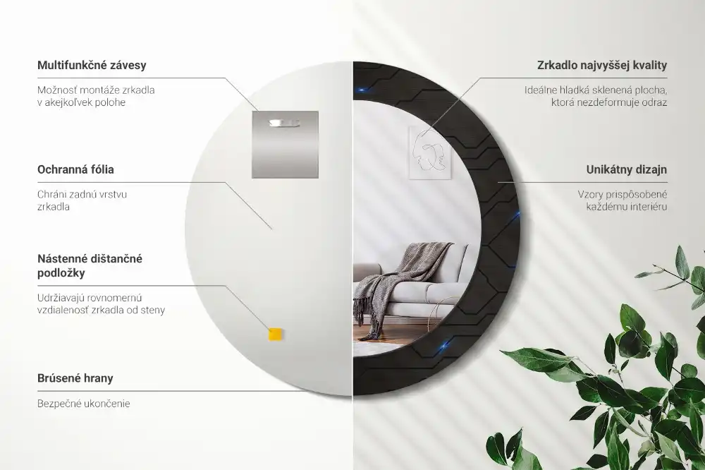 Tiskano okroglo ogledalo Futuristična abstrakcija