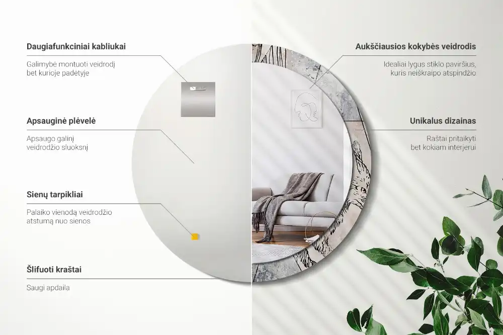 Okroglo okrasno ogledalo Abstraktne živali