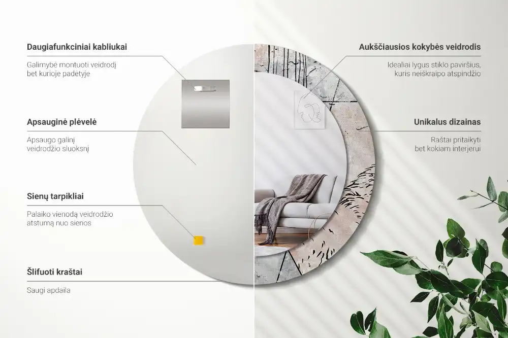 Okroglo okrasno ogledalo Abstraktne živali