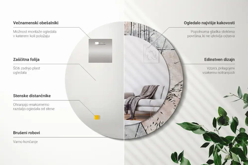 Okroglo okrasno ogledalo Abstraktne živali