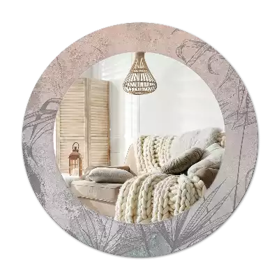 Tiskano okroglo ogledalo Tropsko cvetje