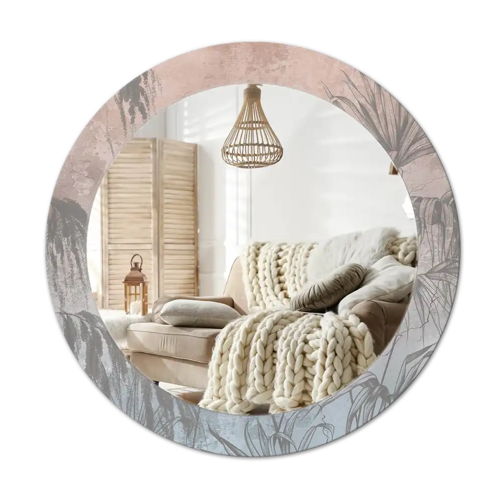 Tiskano okroglo ogledalo Tropsko cvetje