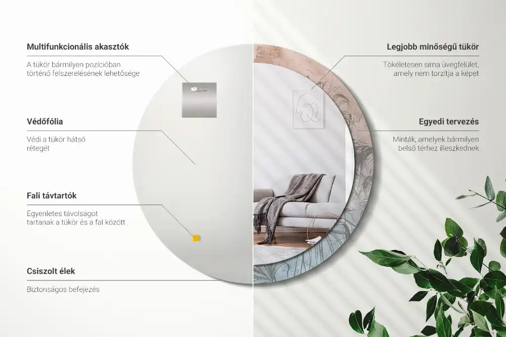 Tiskano okroglo ogledalo Tropsko cvetje