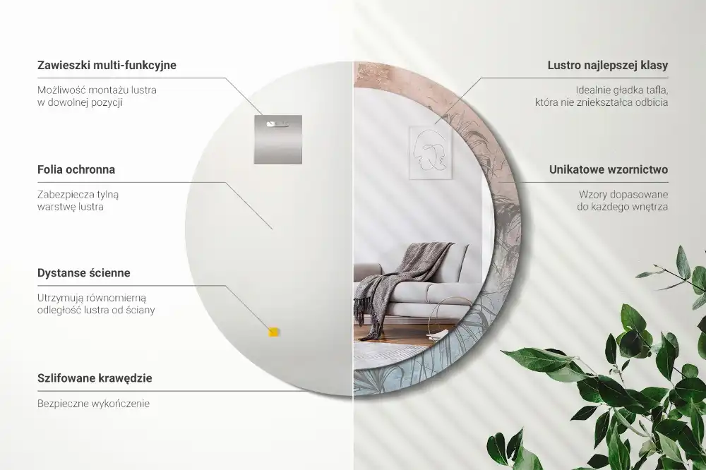 Tiskano okroglo ogledalo Tropsko cvetje