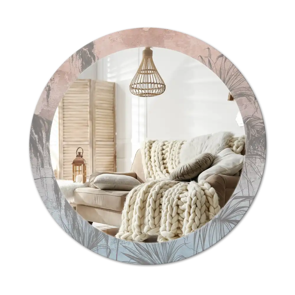 Tiskano okroglo ogledalo Tropsko cvetje