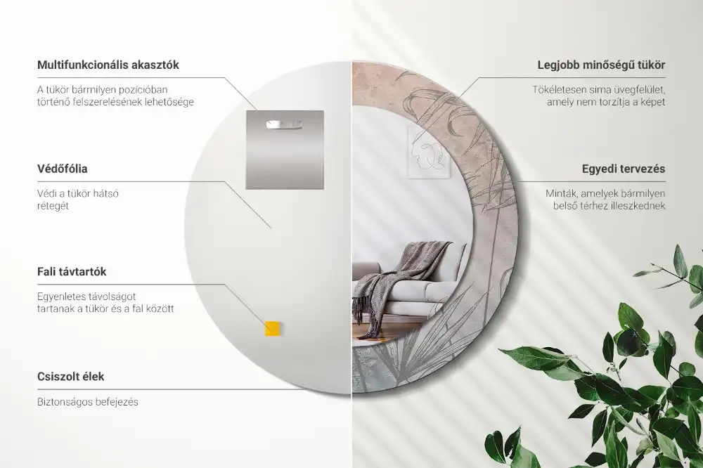 Tiskano okroglo ogledalo Tropsko cvetje