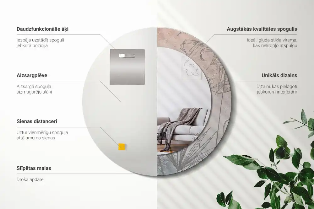 Tiskano okroglo ogledalo Tropsko cvetje