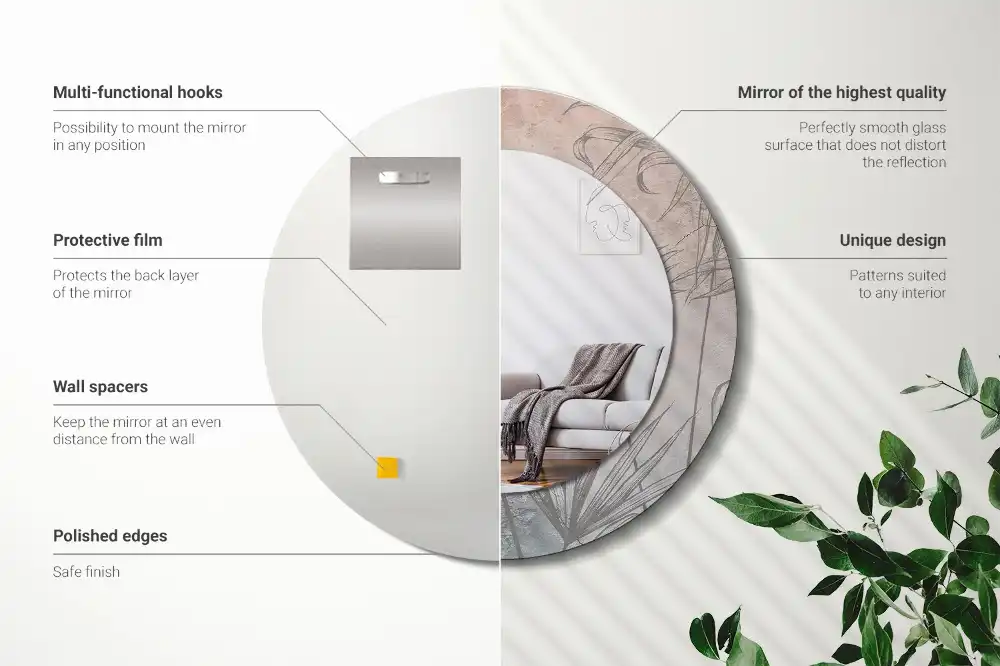 Tiskano okroglo ogledalo Tropsko cvetje