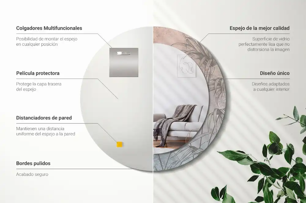 Tiskano okroglo ogledalo Tropsko cvetje