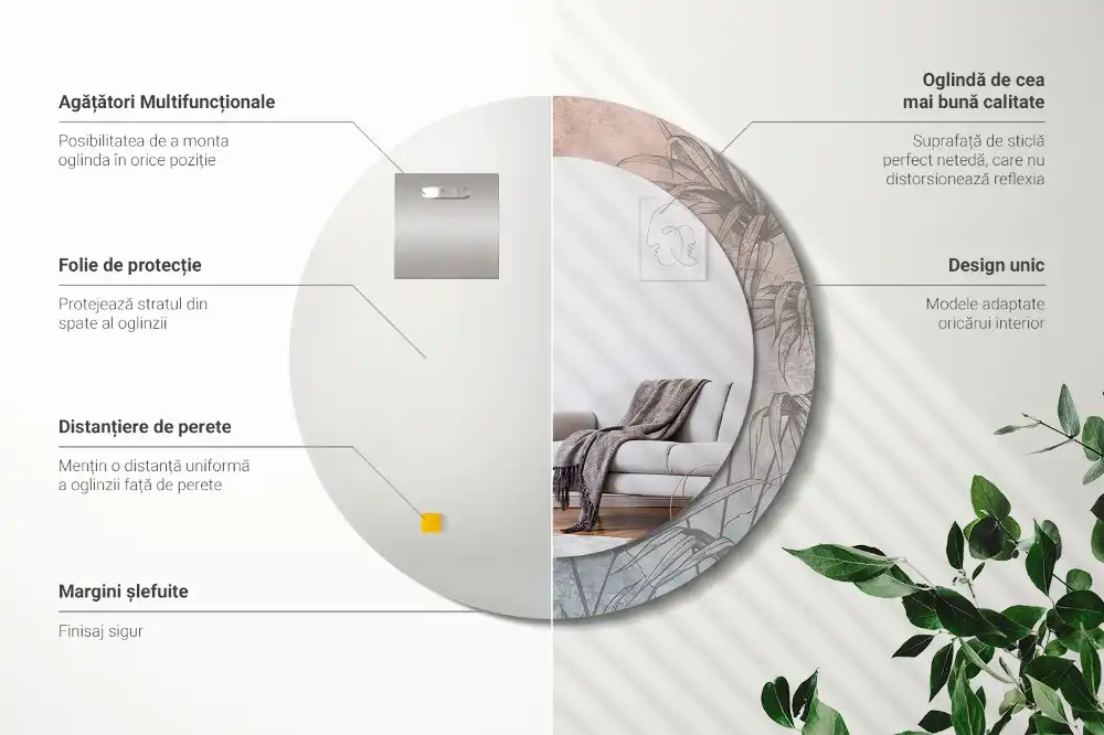 Tiskano okroglo ogledalo Tropsko cvetje