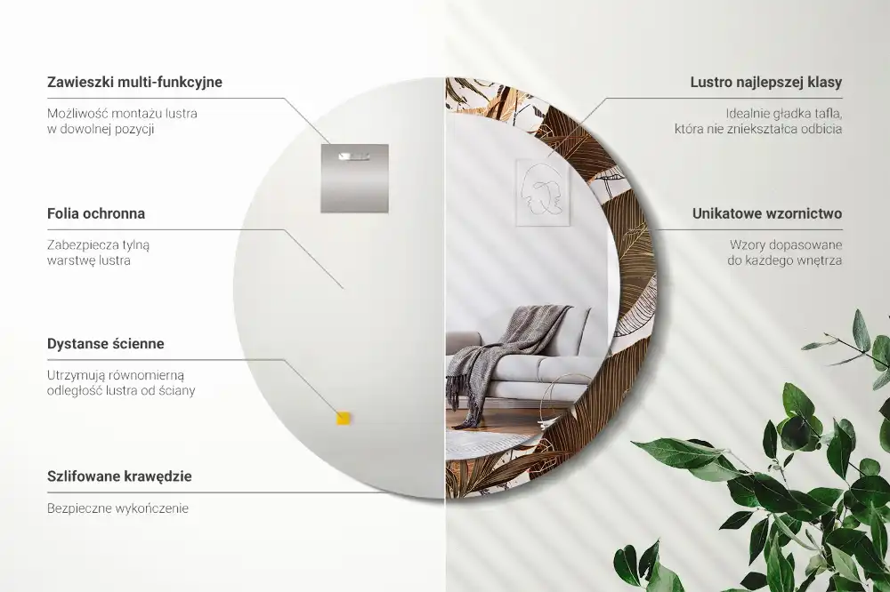 Okroglo okrasno ogledalo Palmovi listi