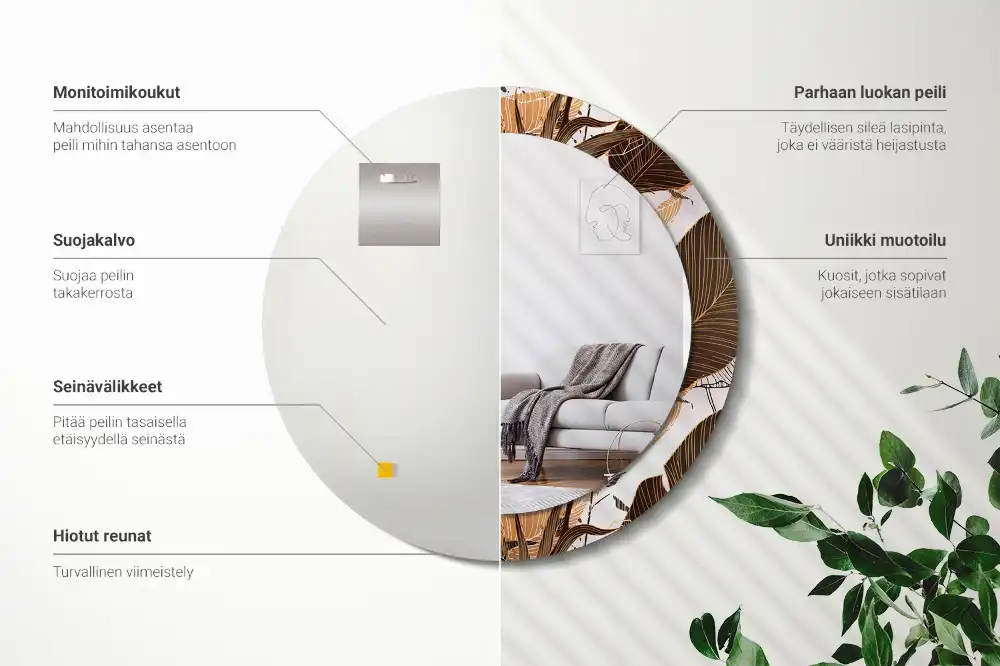 Okroglo okrasno ogledalo Palmovi listi