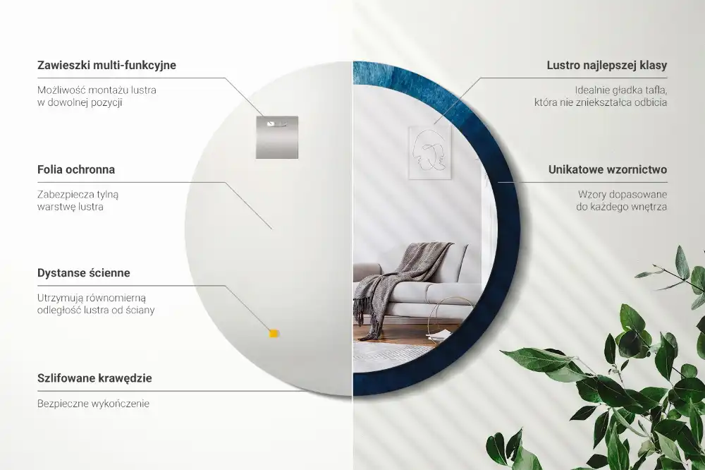 Okroglo stensko okrasno ogledalo Abstraktna umetnost