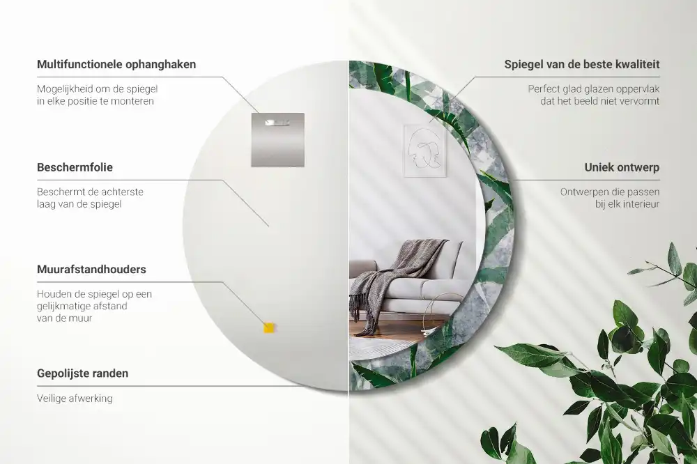 Okroglo okrasno ogledalo Tropski listi