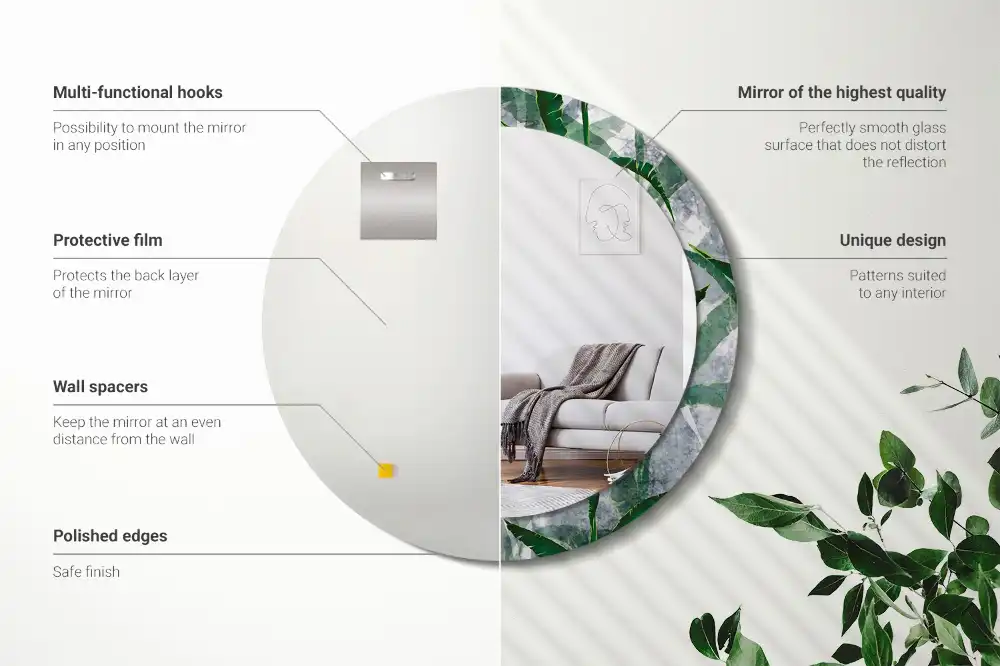 Okroglo okrasno ogledalo Tropski listi