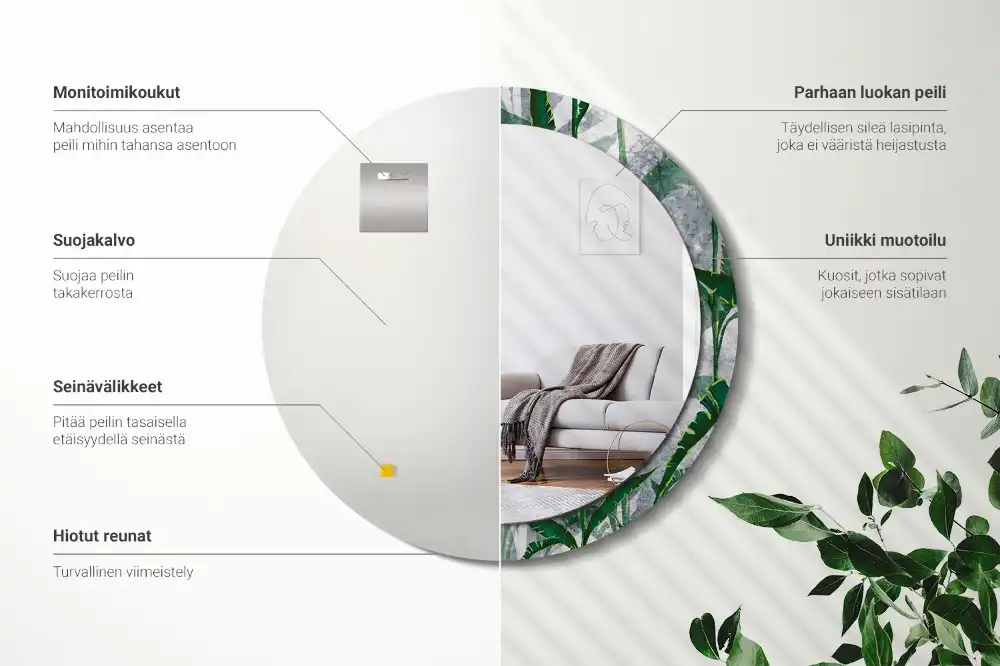 Okroglo okrasno ogledalo Tropski listi