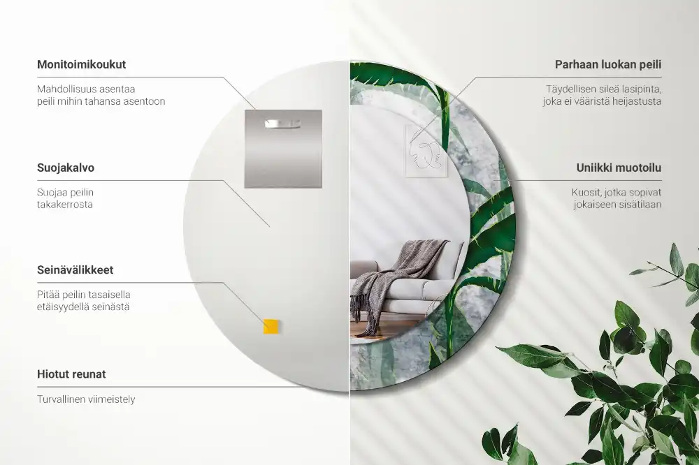 Okroglo okrasno ogledalo Tropski listi