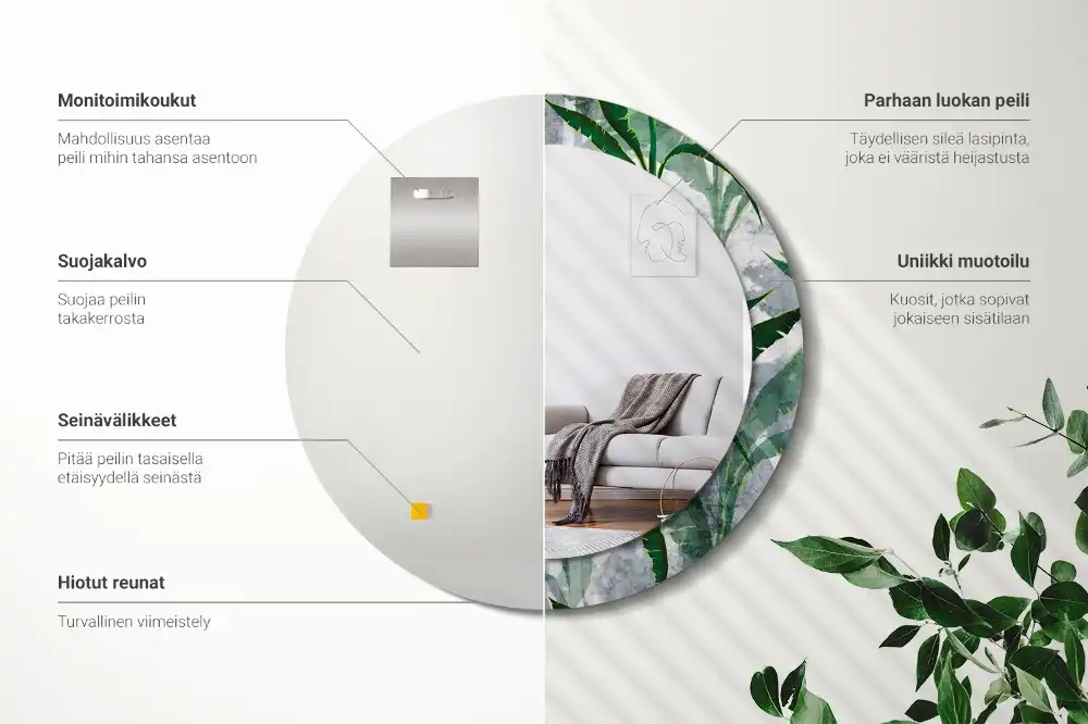 Okroglo okrasno ogledalo Tropski listi