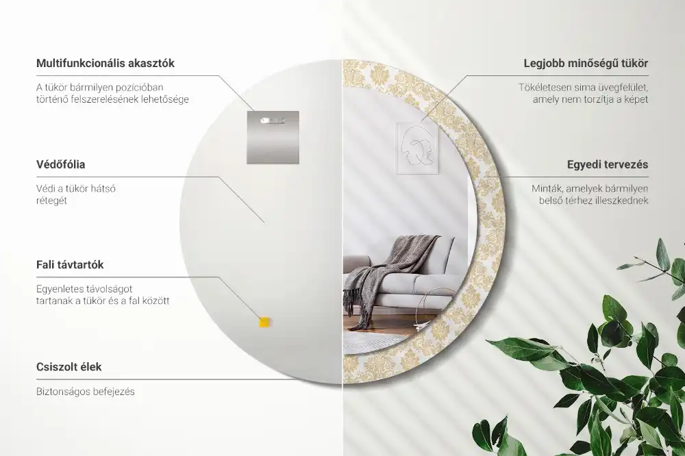 Okroglo stensko okrasno ogledalo Baročni vzorec