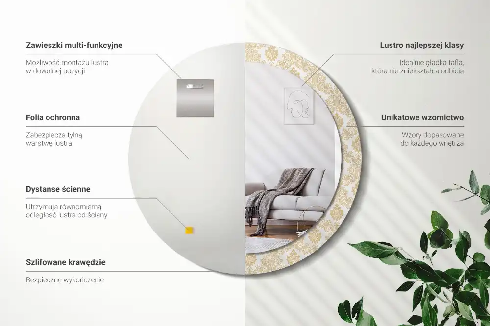 Okroglo stensko okrasno ogledalo Baročni vzorec