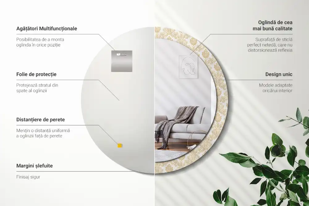 Okroglo stensko okrasno ogledalo Baročni vzorec