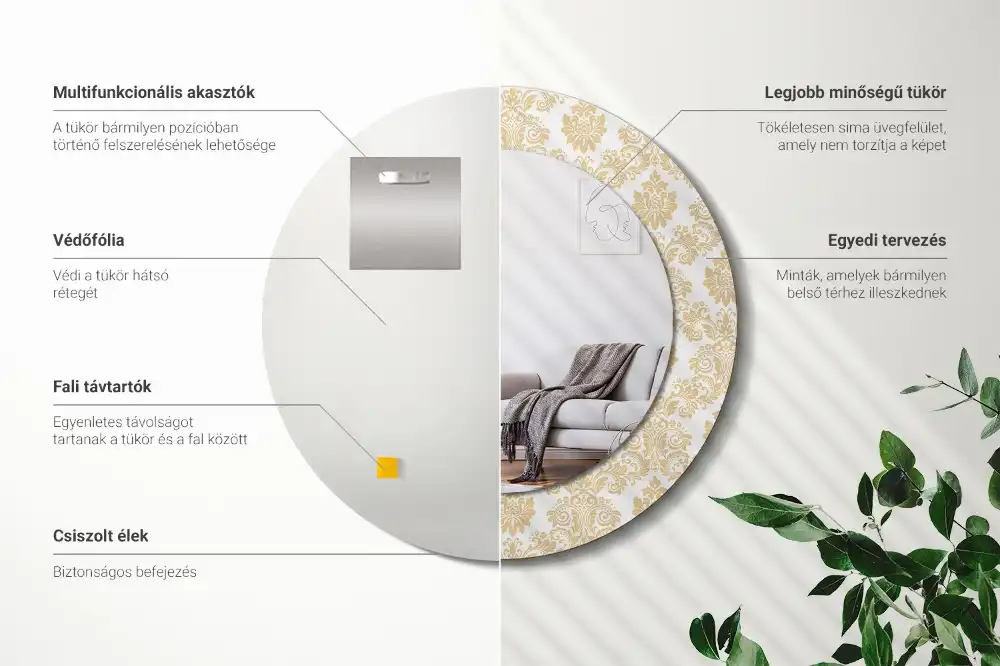 Okroglo stensko okrasno ogledalo Baročni vzorec