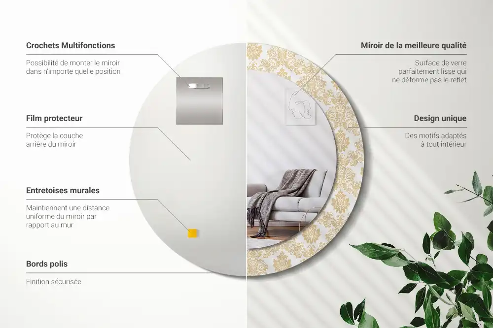 Okroglo stensko okrasno ogledalo Baročni vzorec