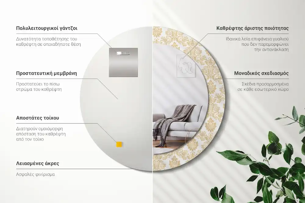 Okroglo stensko okrasno ogledalo Baročni vzorec