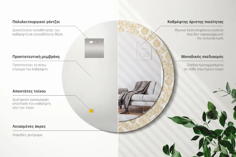 Okroglo stensko okrasno ogledalo Baročni vzorec