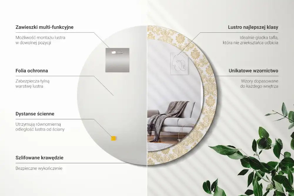 Okroglo stensko okrasno ogledalo Baročni vzorec