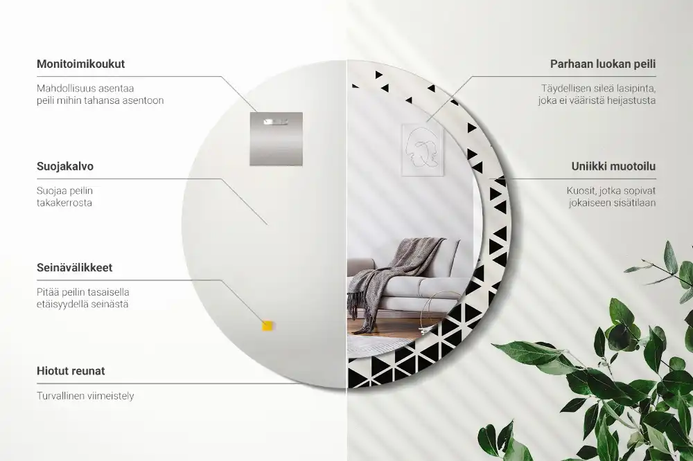 Okroglo okrasno ogledalo Geometrijska abstrakcija