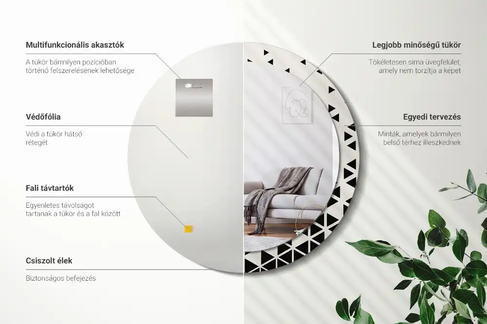 Okroglo okrasno ogledalo Geometrijska abstrakcija