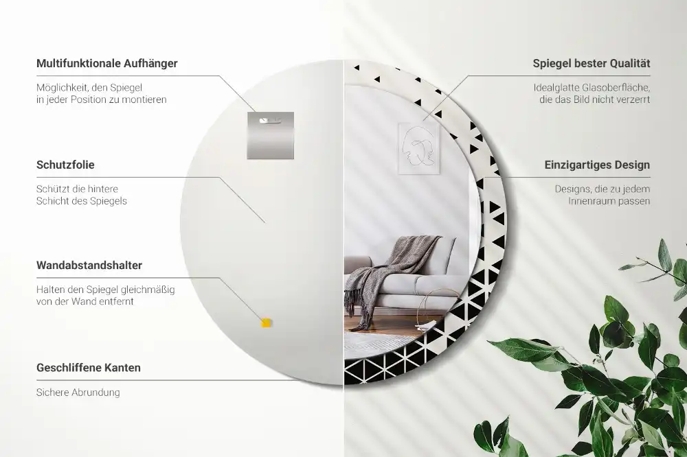 Okroglo okrasno ogledalo Geometrijska abstrakcija