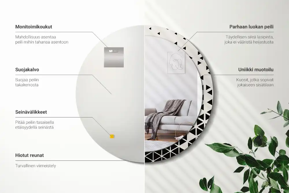 Okroglo okrasno ogledalo Geometrijska abstrakcija