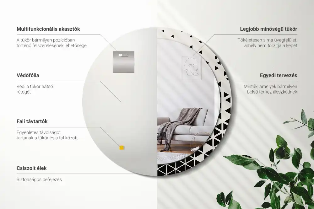 Okroglo okrasno ogledalo Geometrijska abstrakcija