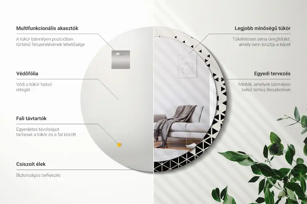 Okroglo okrasno ogledalo Geometrijska abstrakcija